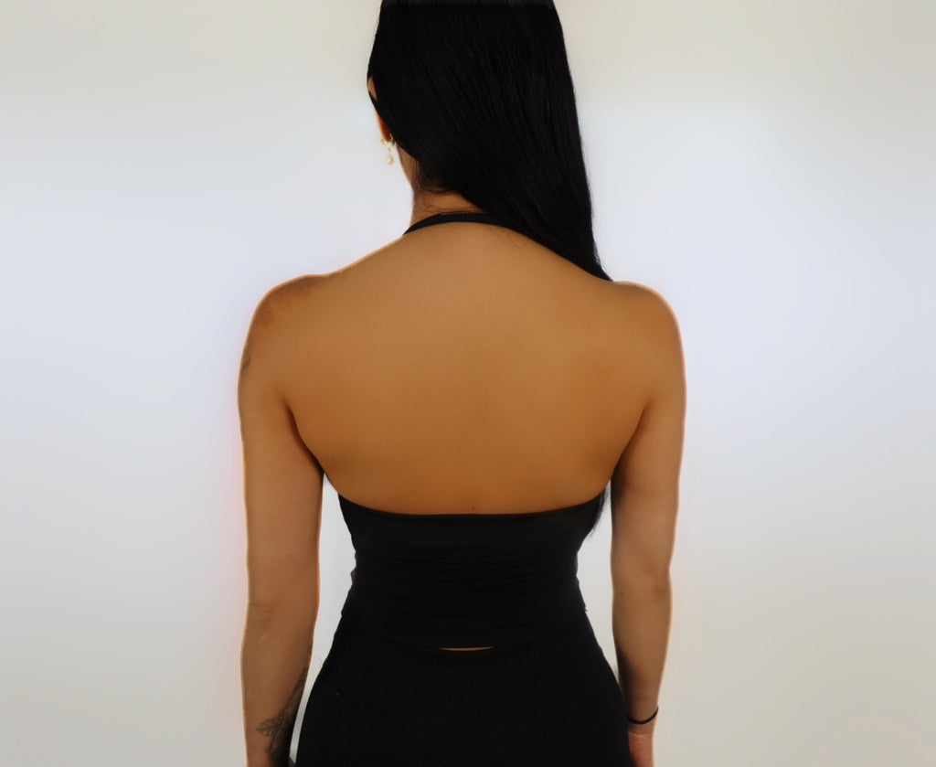 Black Halter Neck Sports Bra