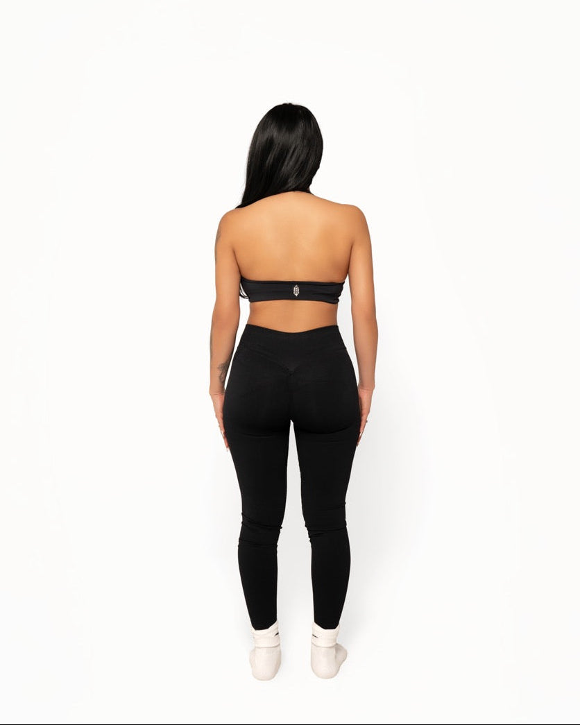 Black Seamless Mid Low Rise Leggings