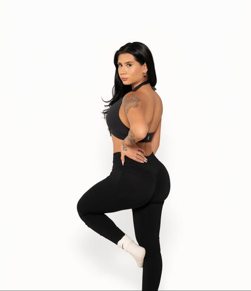Black Seamless Mid Low Rise Leggings