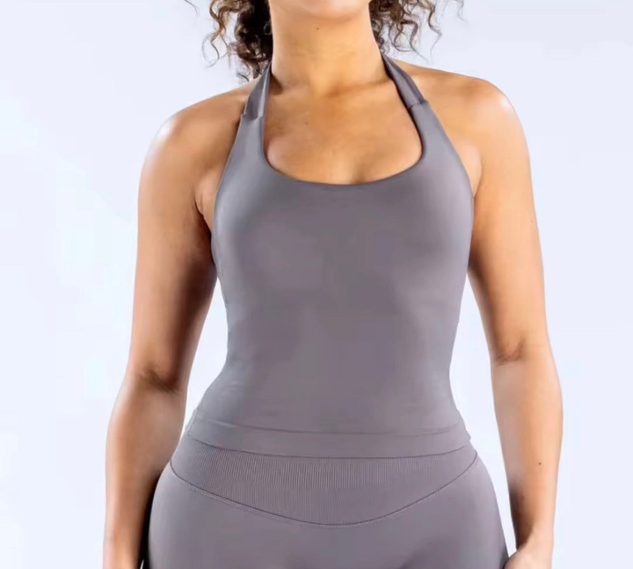 Grey Halter Neck Sports Top