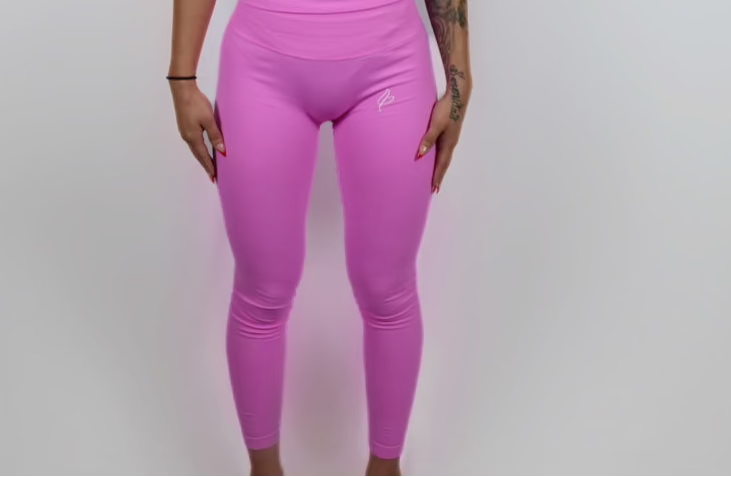 Pink Seamless Mid Low Rise Leggings