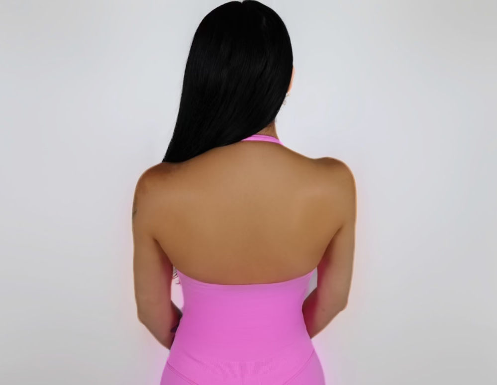 Pink Halter Neck Sports Top