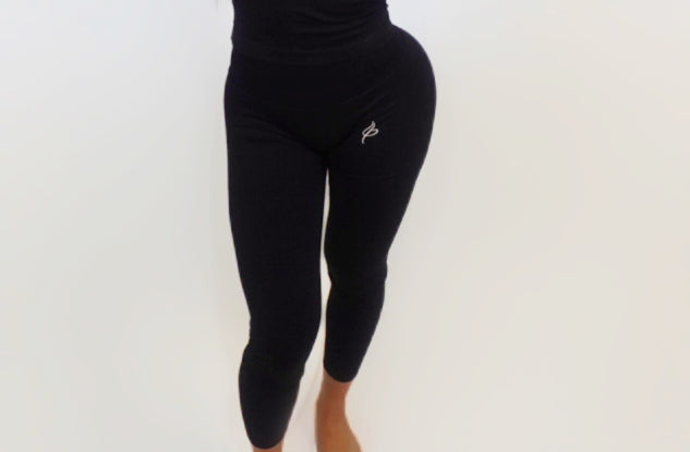 Black Seamless Mid Low Rise Leggings